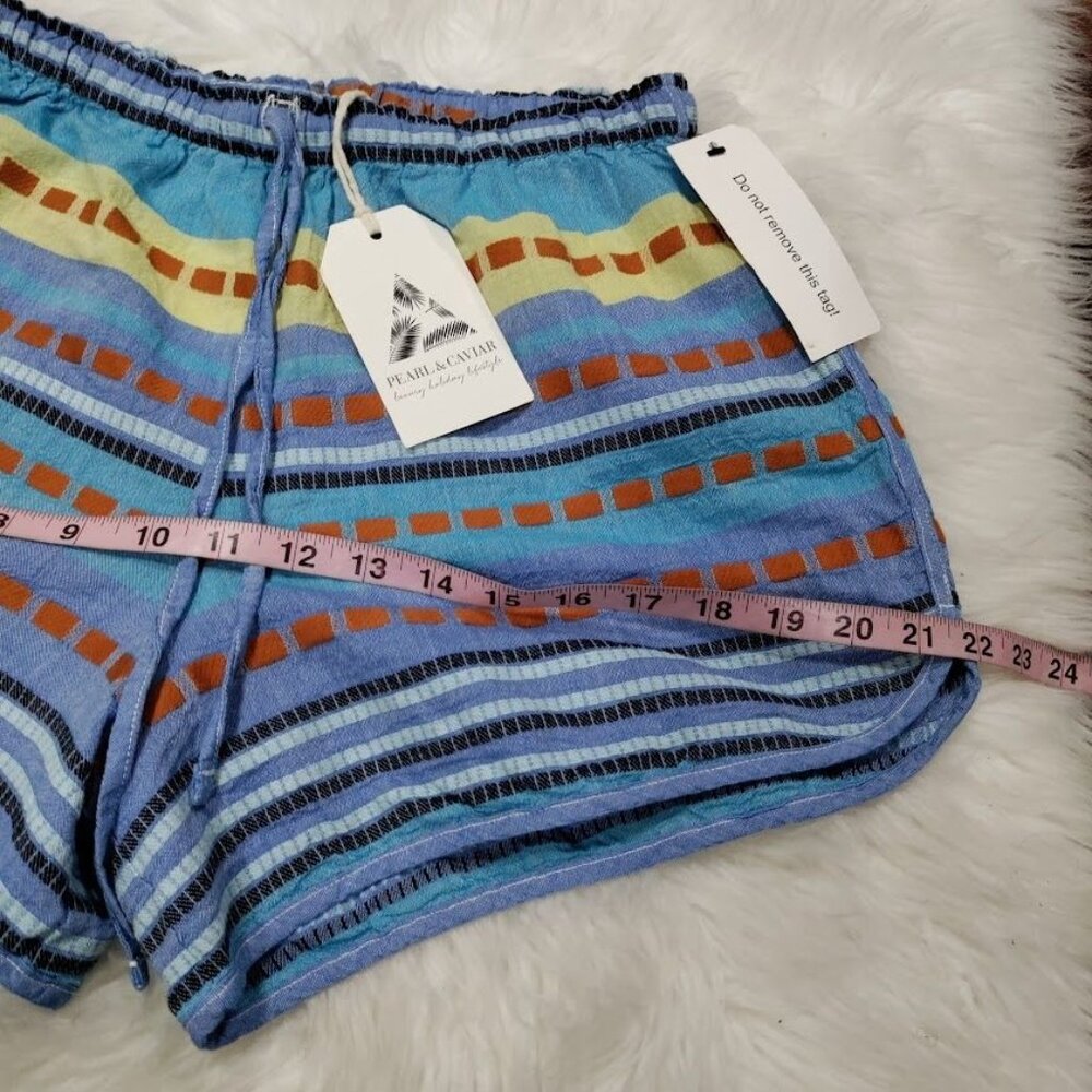Pearl & Caviar Artsey Grecian Lagenlook Boho Striped Alonissos Shorts Size M NWT - Picture 8 of 11